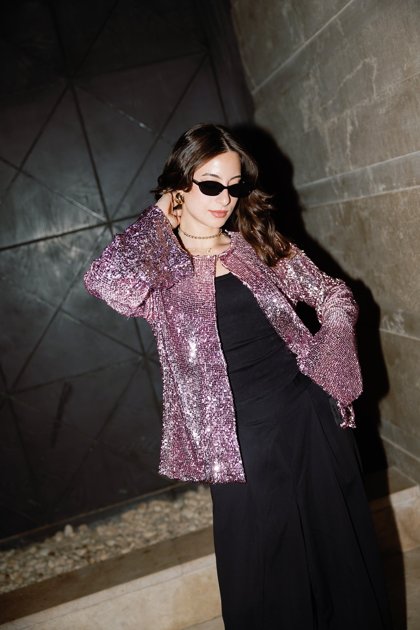Sequin Spark Blazer In Pink