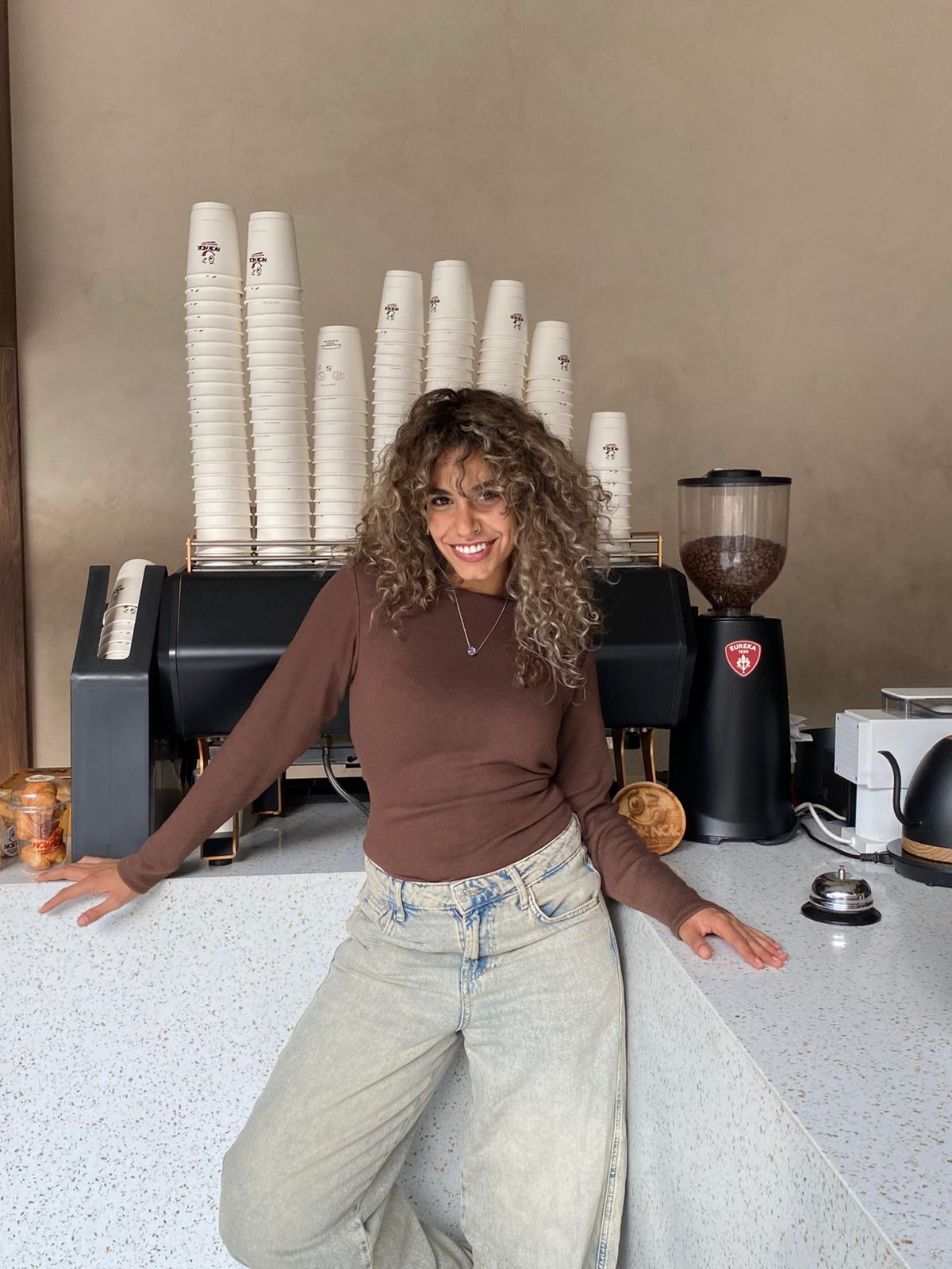 long sleeves basic top in brown