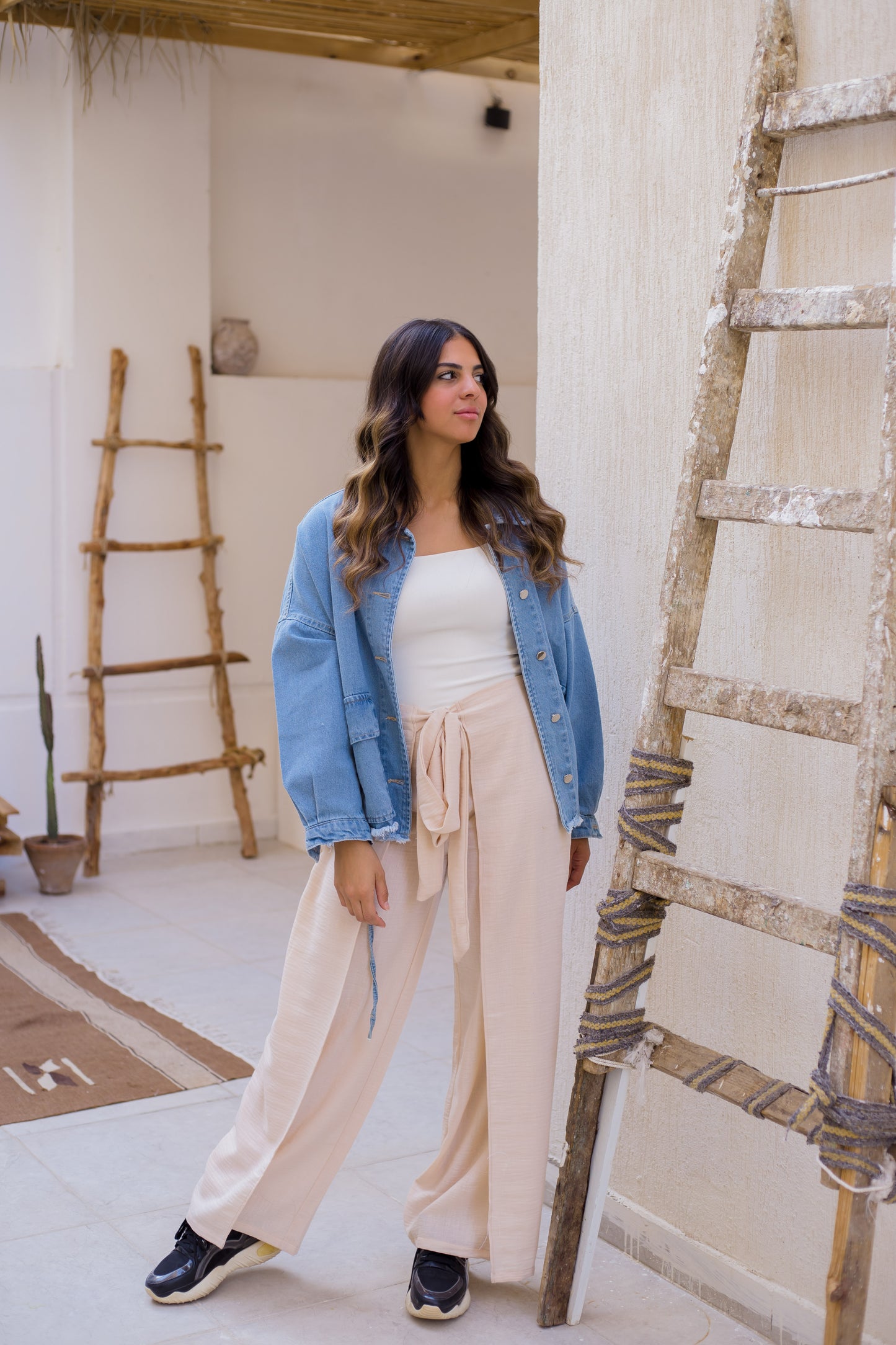 Wrap me pants in beige