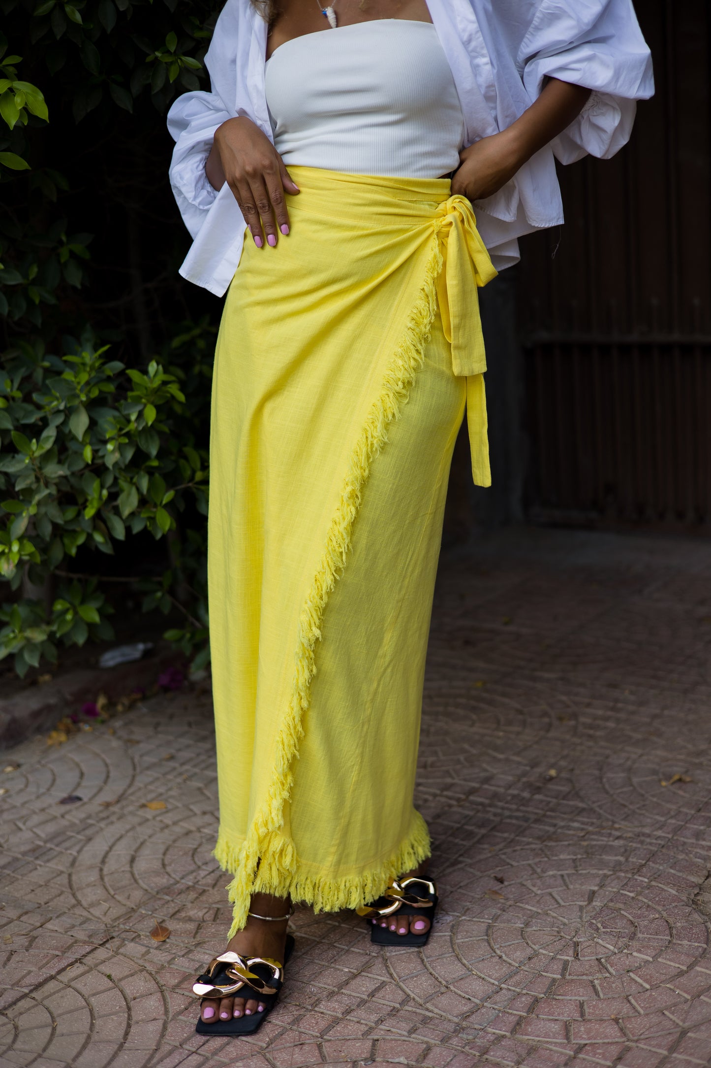 Wrap me skirt in yellow