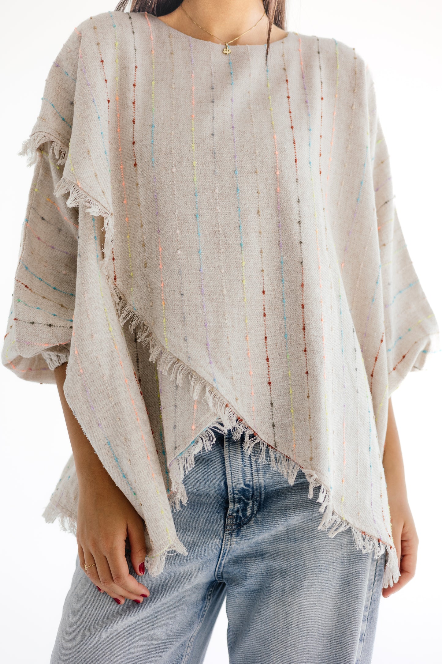 Criss cross top in beige