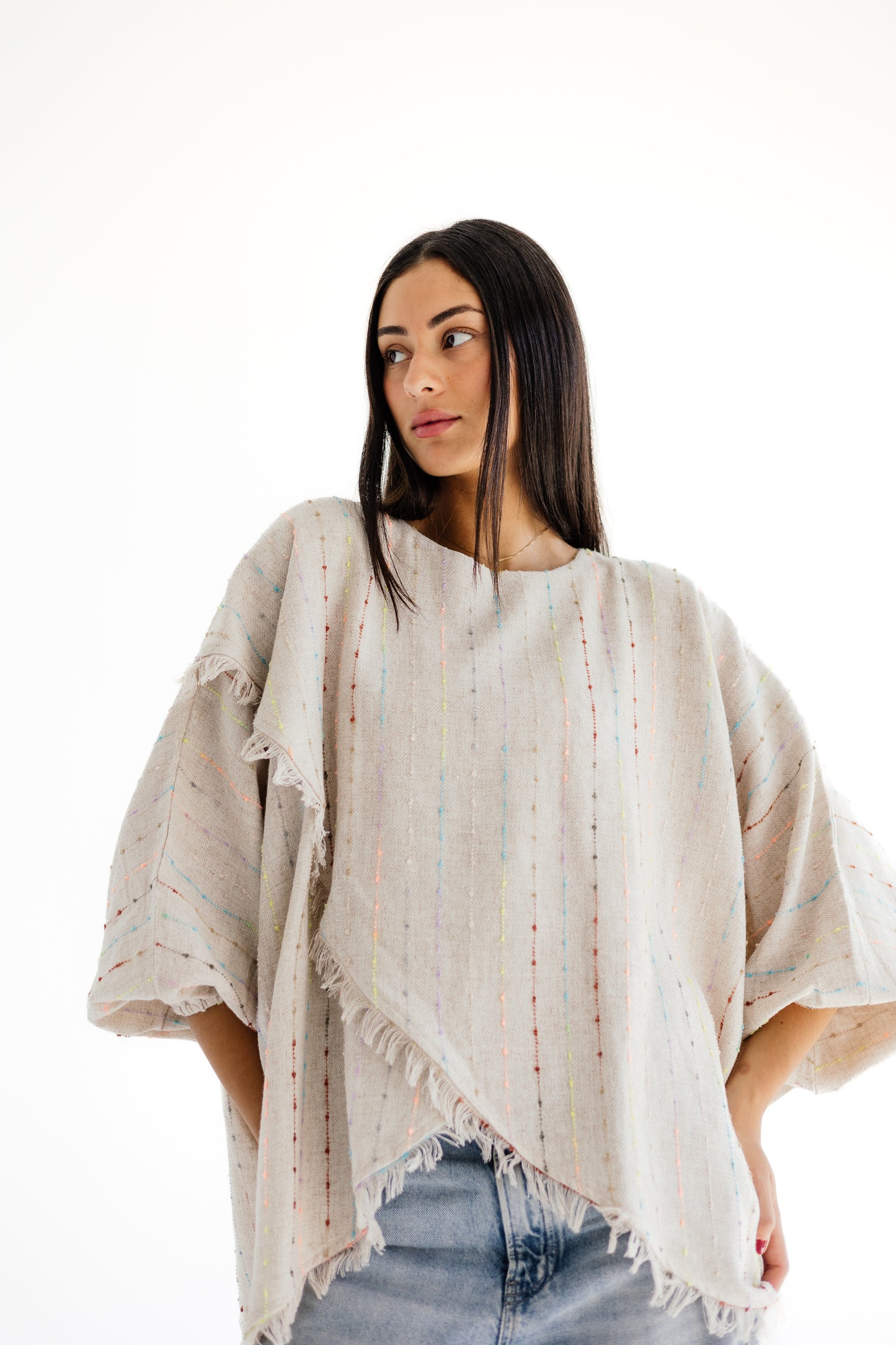 Criss cross top in beige