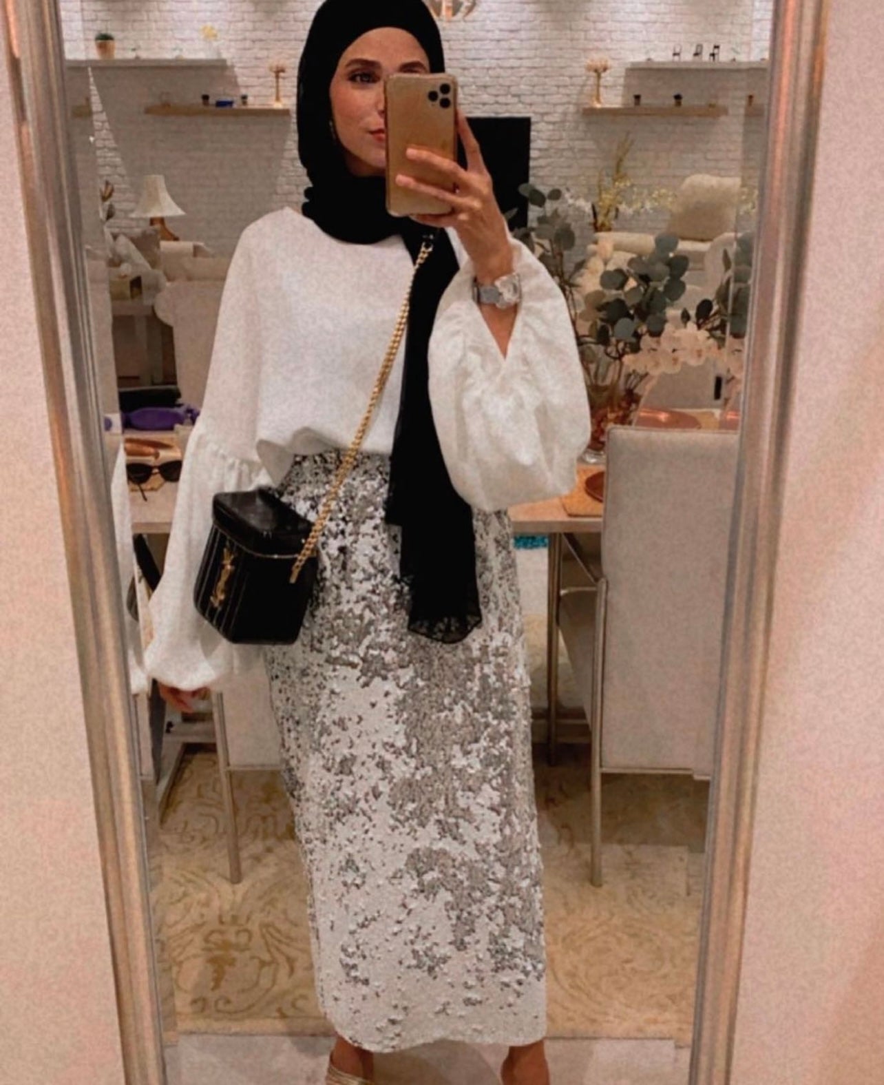 Silver payette skirt