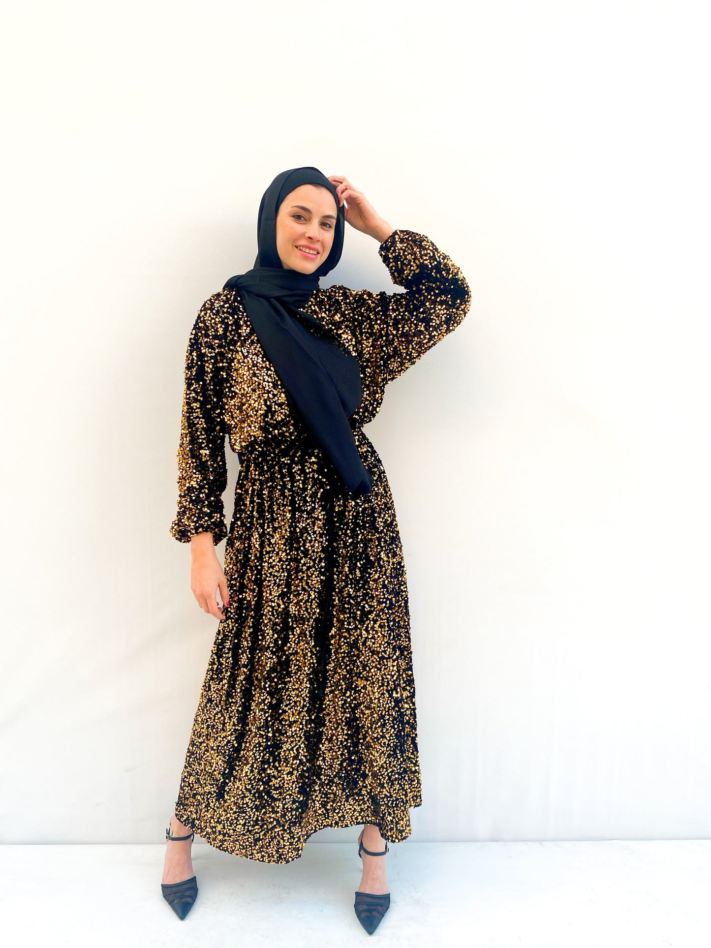 Gold flowy dress