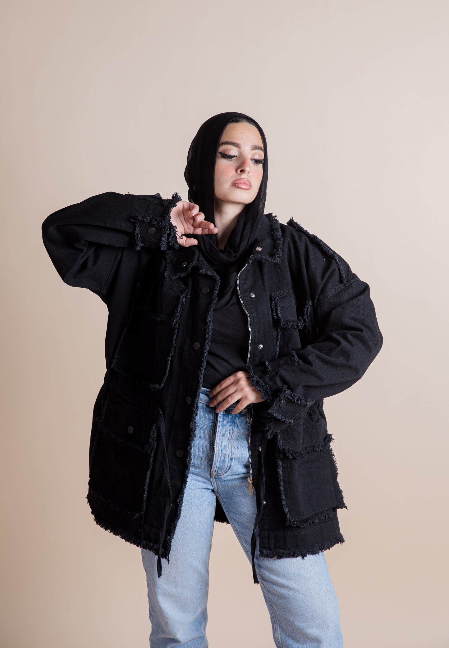 Frinjy girl denim in BLACK