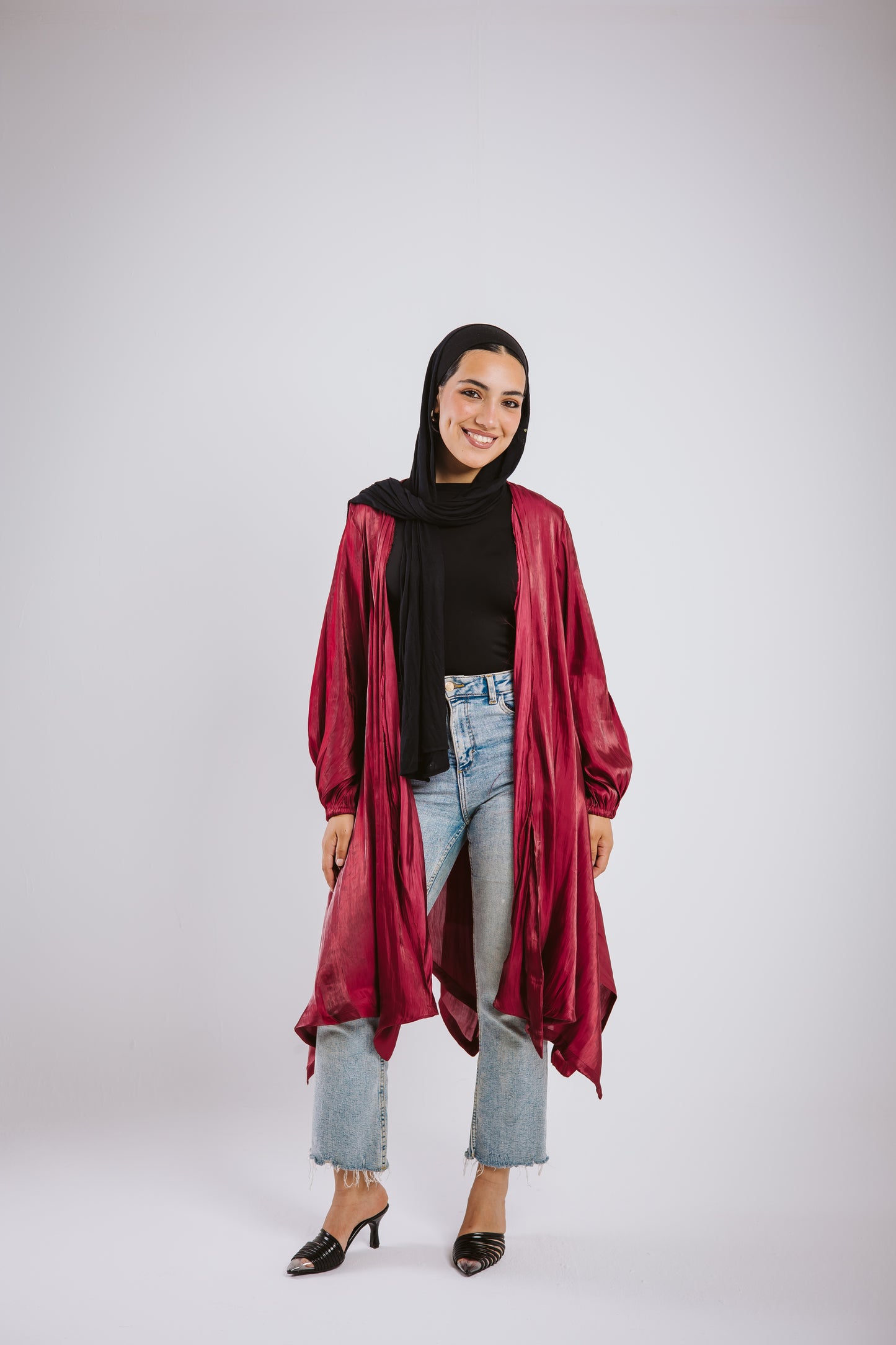 Mia silk kimono maroon