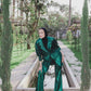 Shimmer blazer set in green