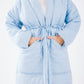Daisy linen coat in baby blue