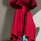 Asymmetrical dress in maroon