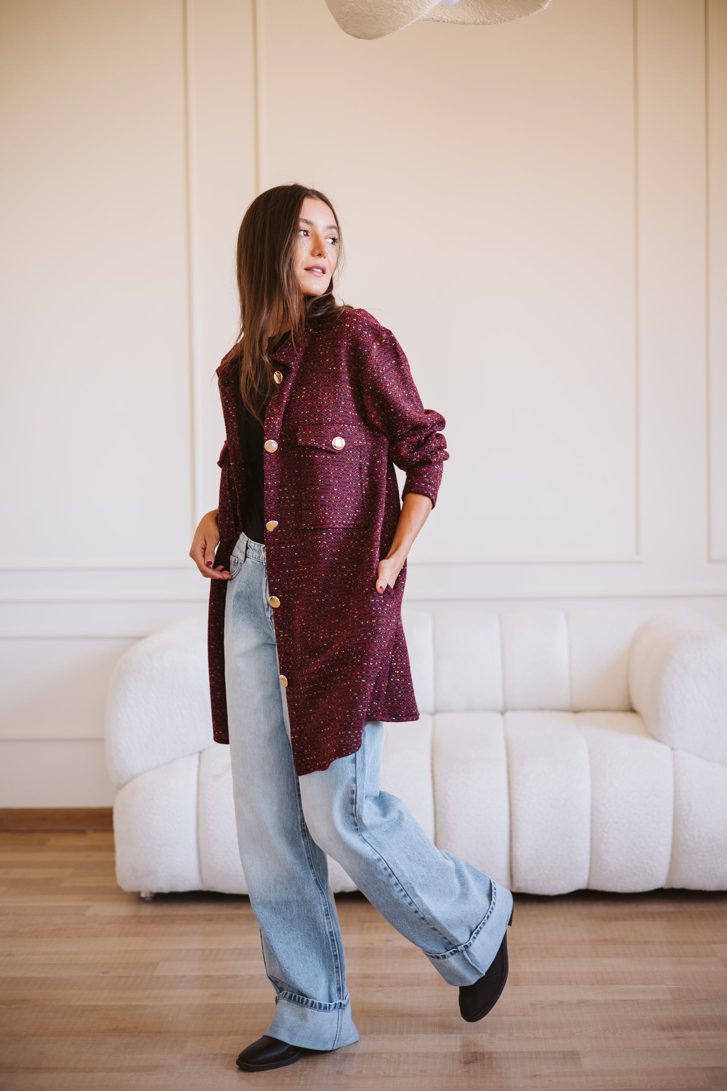 Anna manteau in maroon