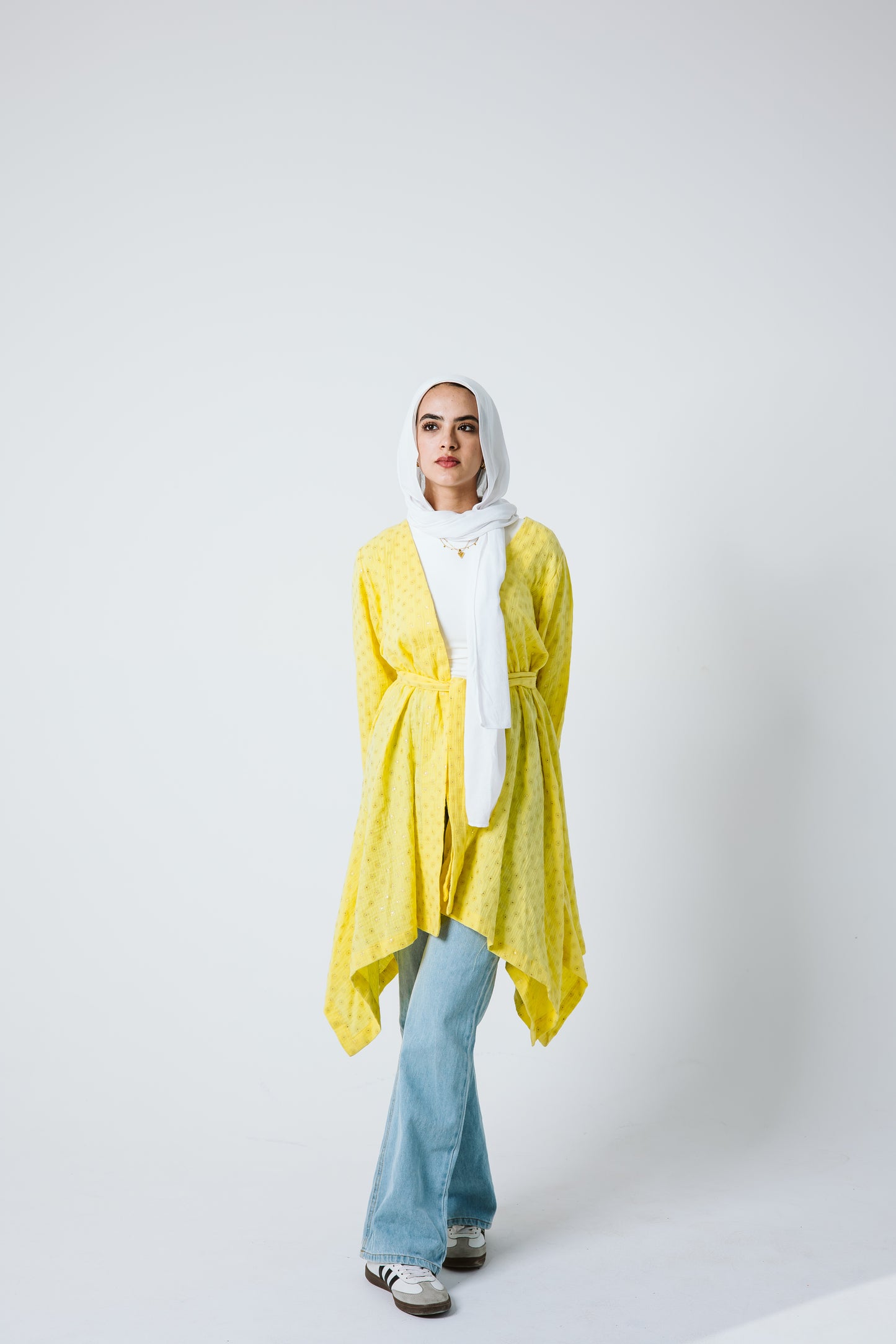 Sunny asymmetrical kimono in yellow