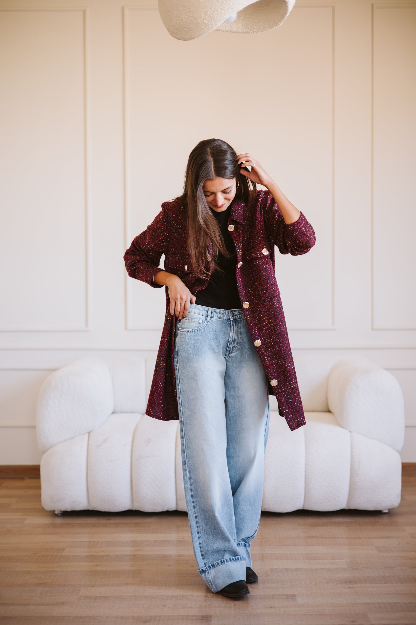 Anna manteau in maroon