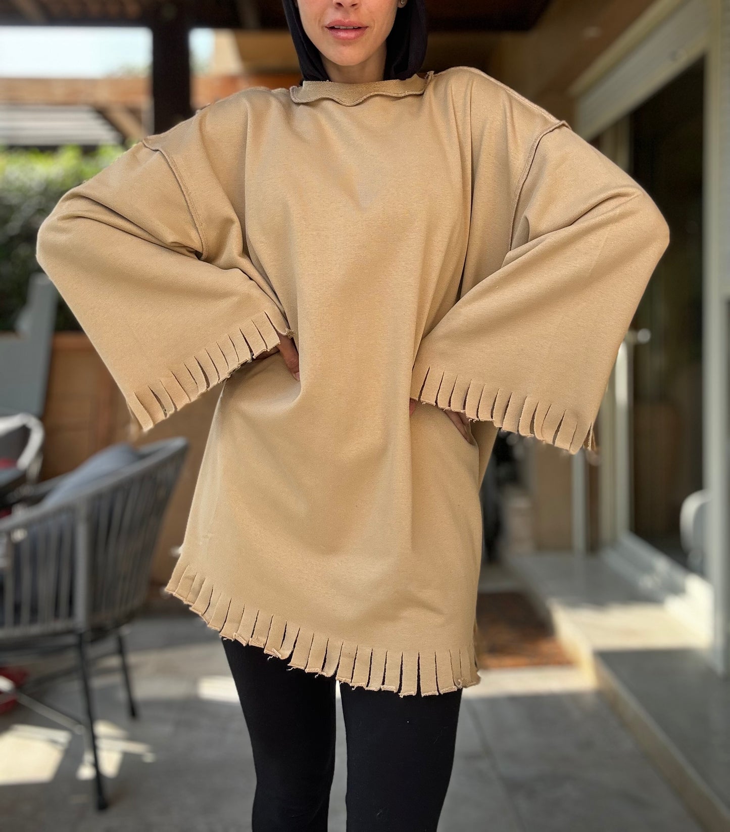 Fringe top in beige