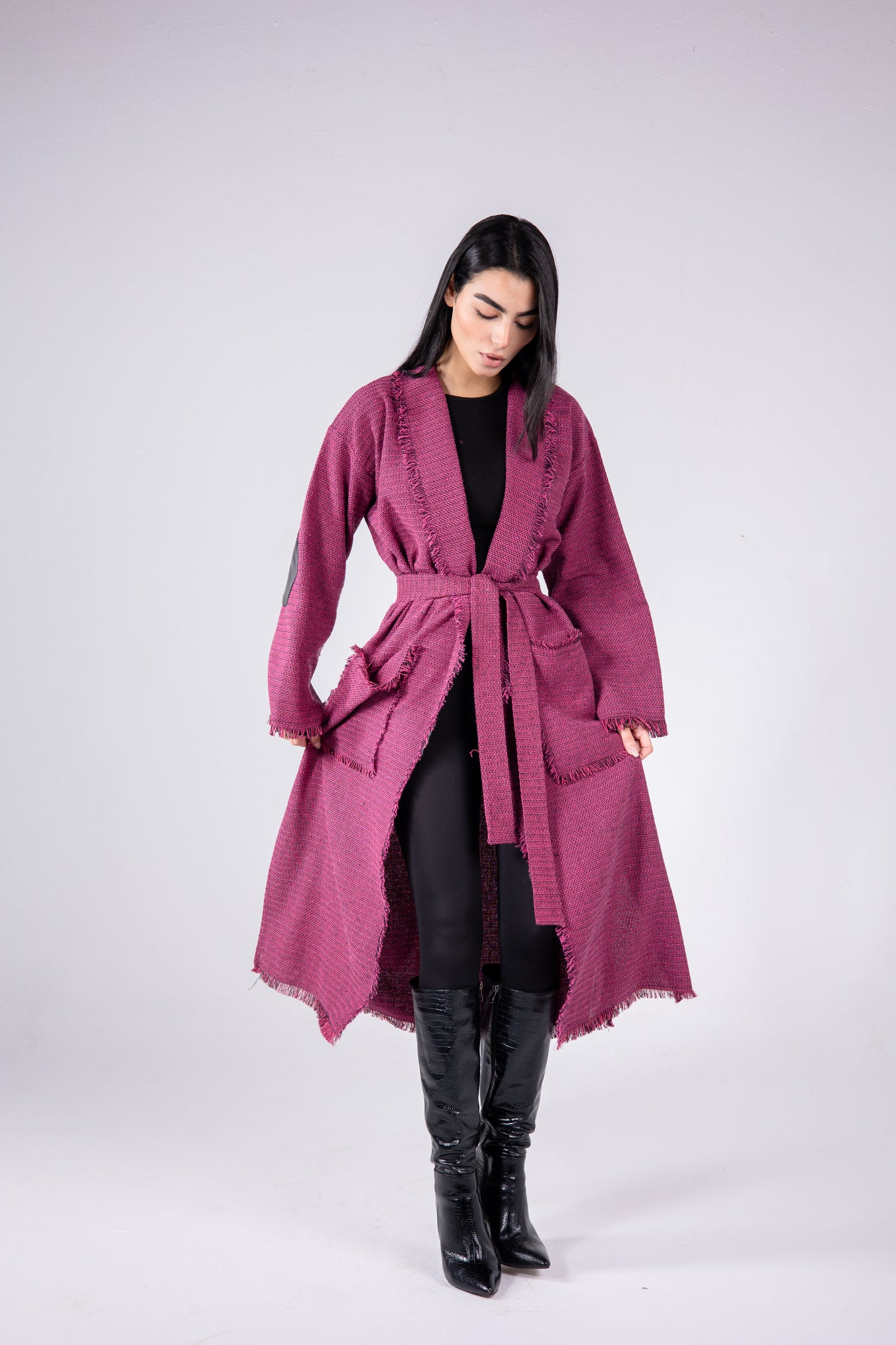 The eve manteau in maroon pink