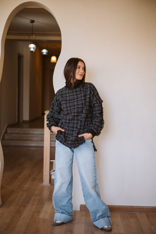 Tweed top in BLACK