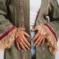 Fringe kaftan in olive