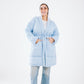 Daisy linen coat in baby blue