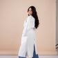 Suede manteau in white