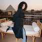 Long denim coat in washed black