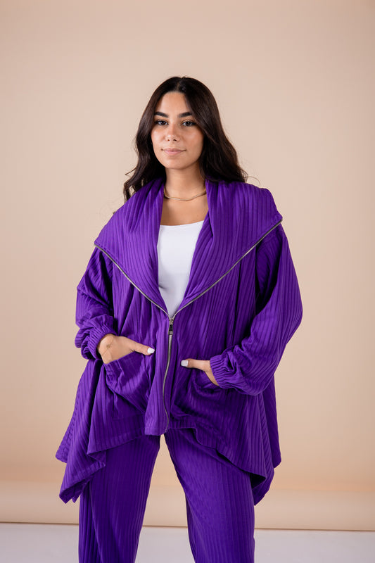 The asymmetrical set in purple