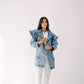 The ruffle denim in blue