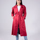 Suede manteau in red