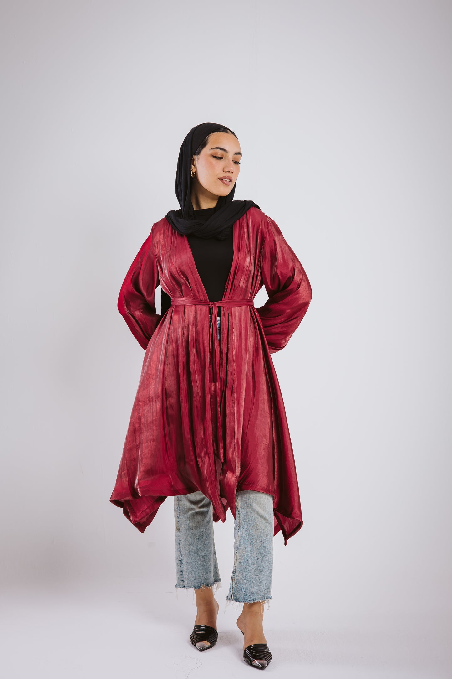 Mia silk kimono maroon