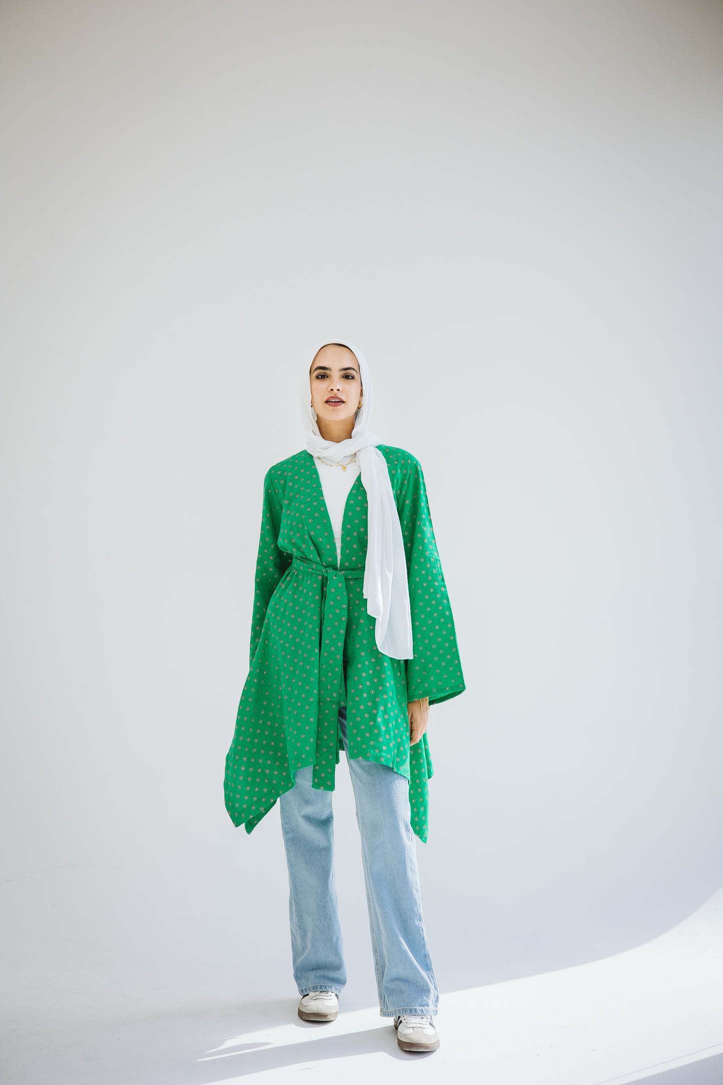 Sunny asymmetrical kimono in green