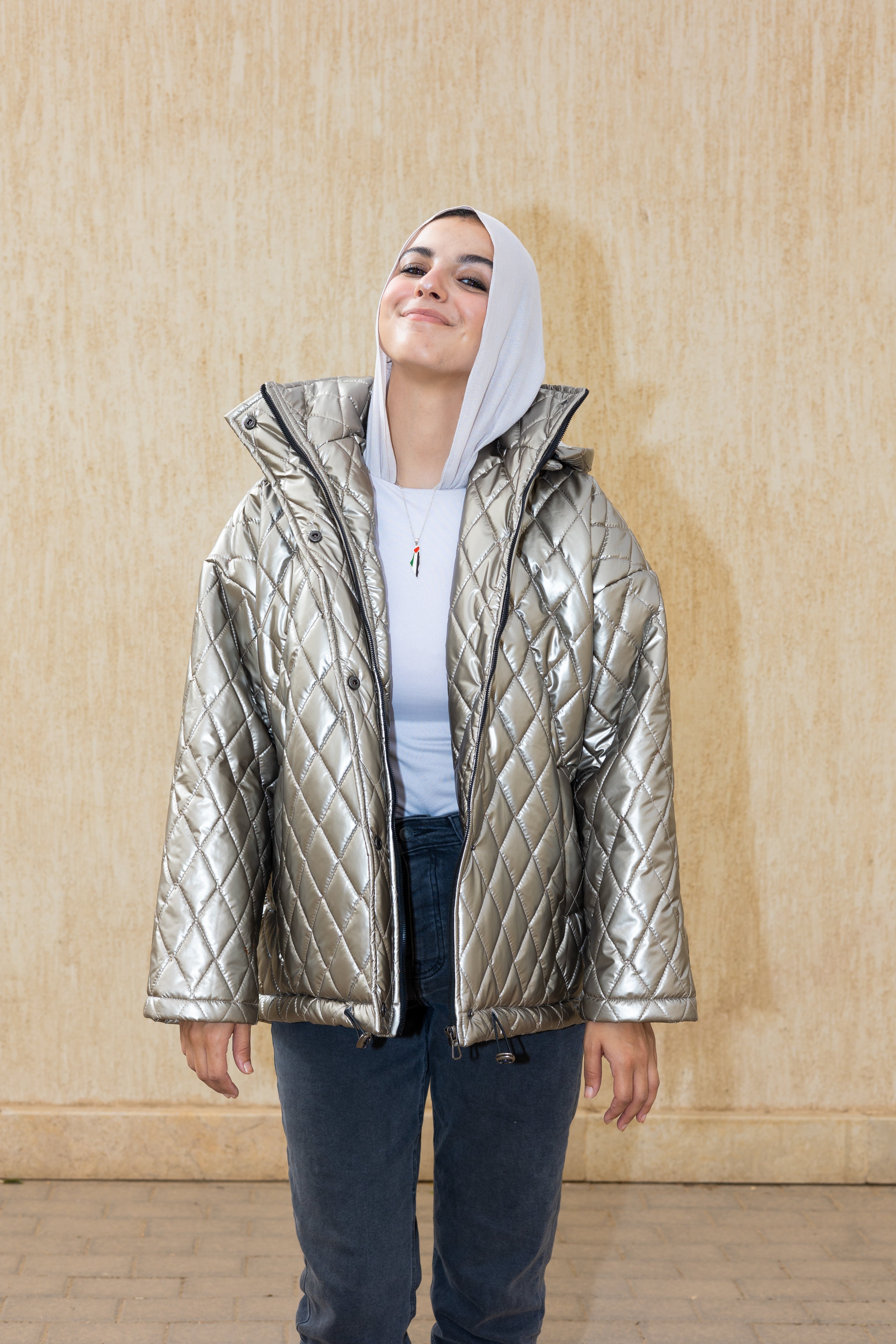 Puffer hotsell metallic jacket