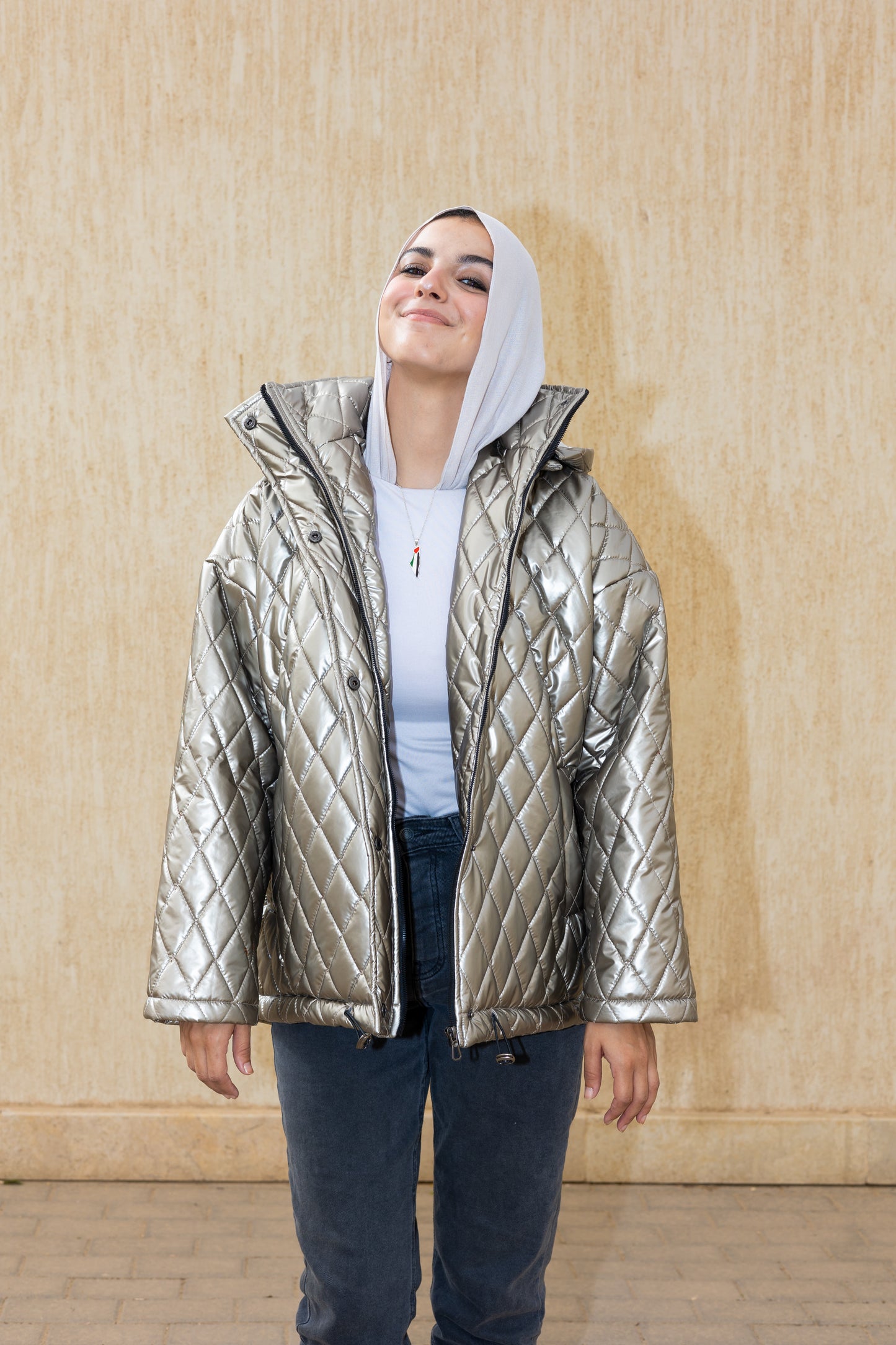 The metallic puffer jacket