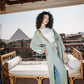 The leading lady stars kaftan in lime green