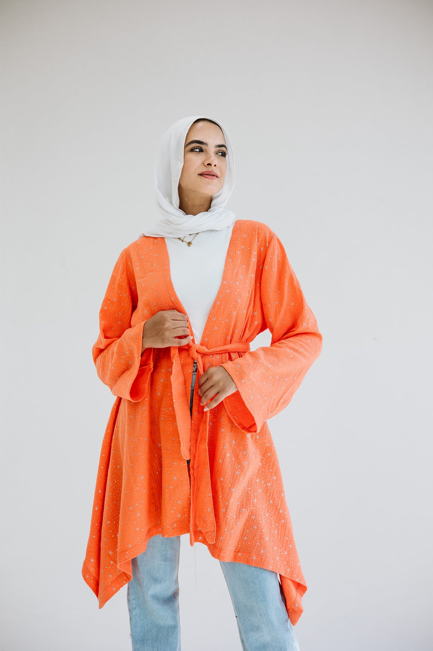 Sunny Asymmetrical kimono in orange