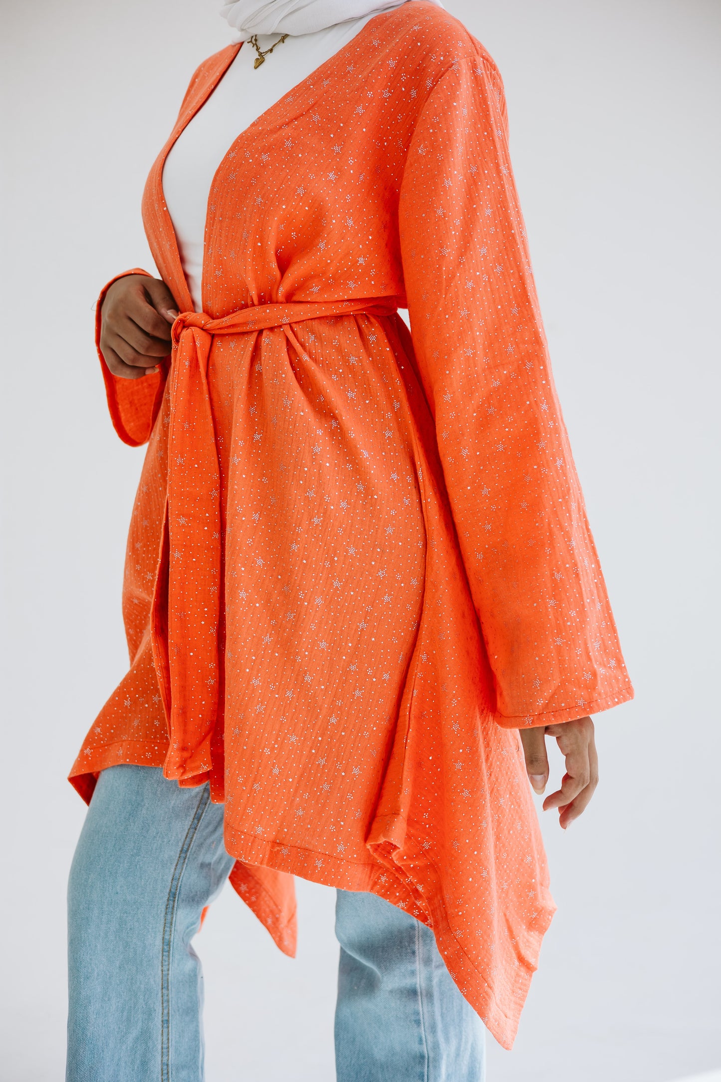 Sunny Asymmetrical kimono in orange