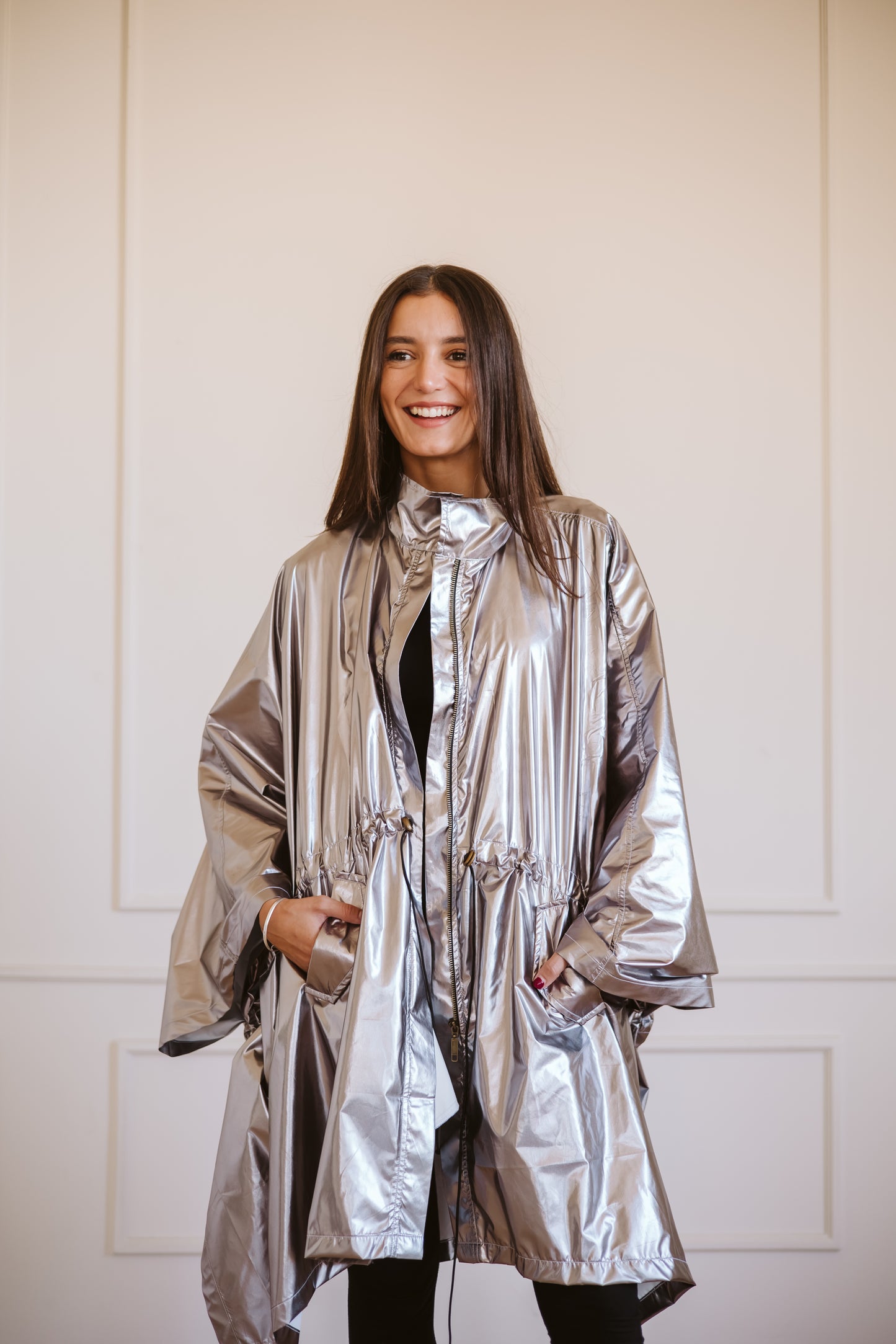 Waterproof coat in silver