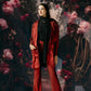 Shimmer blazer set in maroon