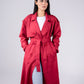 Suede manteau in red