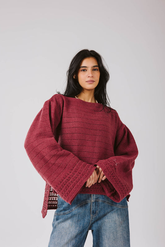 Lana knit top in maroon