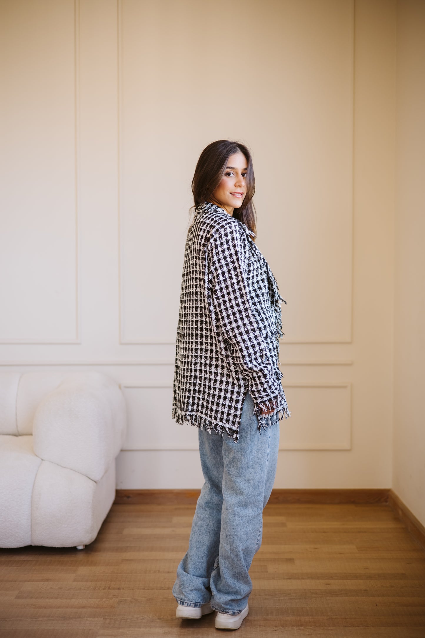 Tweed jacket in Black x White