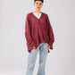 Aura knit top in maroon.