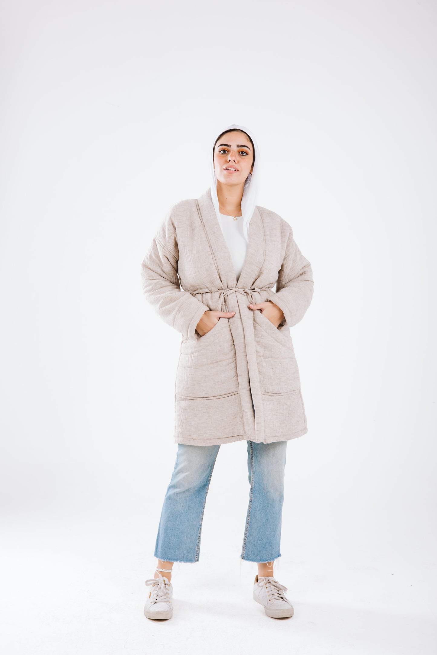 Daisy linen coat in beige