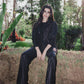 Shimmer blazer set in black