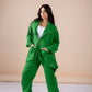 The asymmetrical set in green