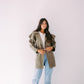 The ruffle denim in olive