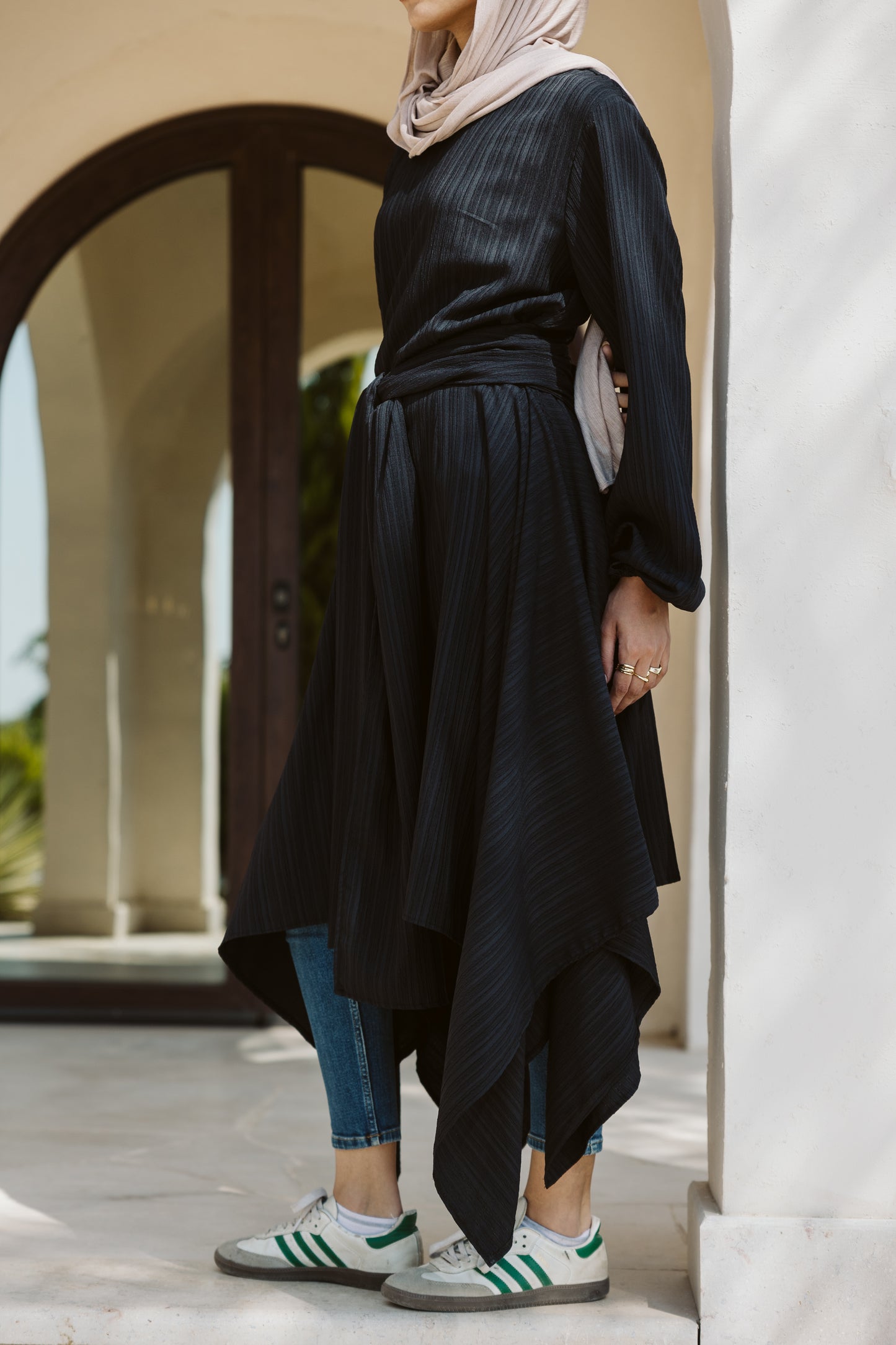 Asymmetrical dress in black