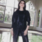 Shimmer blazer set in black