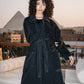Long denim coat in washed black
