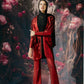 Shimmer blazer set in maroon