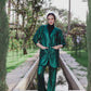 Shimmer blazer set in green