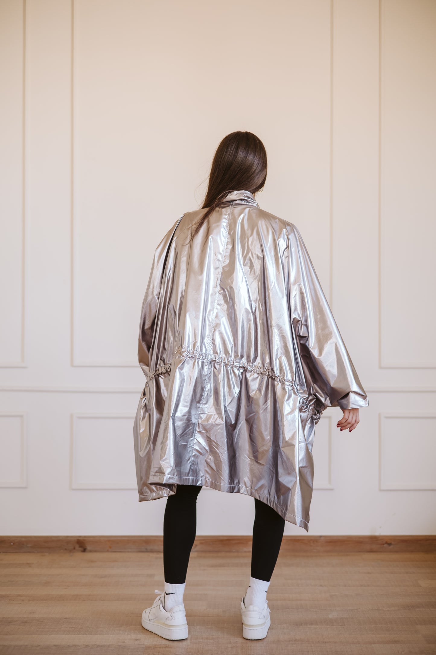 Waterproof coat in silver