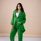 The asymmetrical set in green